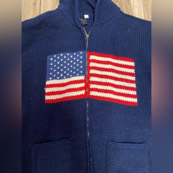 ECUADOR ARTESANIA CORZANA WOOL HANDMADE SWEATER AMERICA CARDIGAN WOMEN SZ XL - Picture 2 of 14